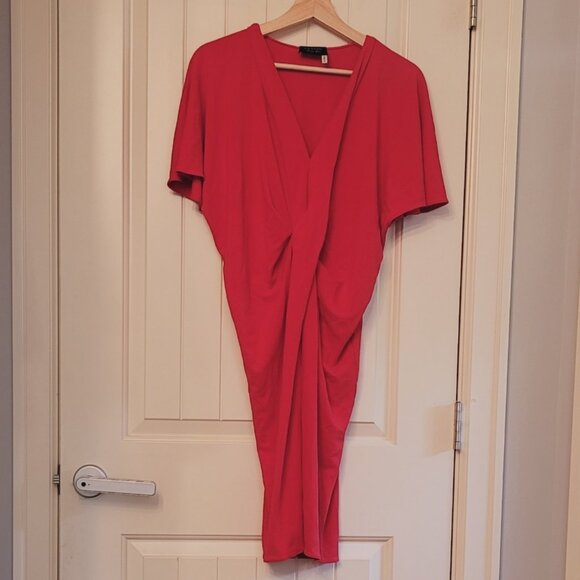 Lanvin Dress - Pink Crepe Loose Fit Twist Front Drape Dress (2015 Designer) - Picture 3 of 10